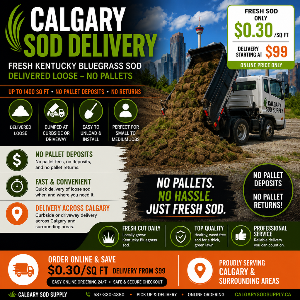 Kentucky Bluegrass Sod Delivery – No Pallet Deposit (Orders Up to 1400 sq ft)