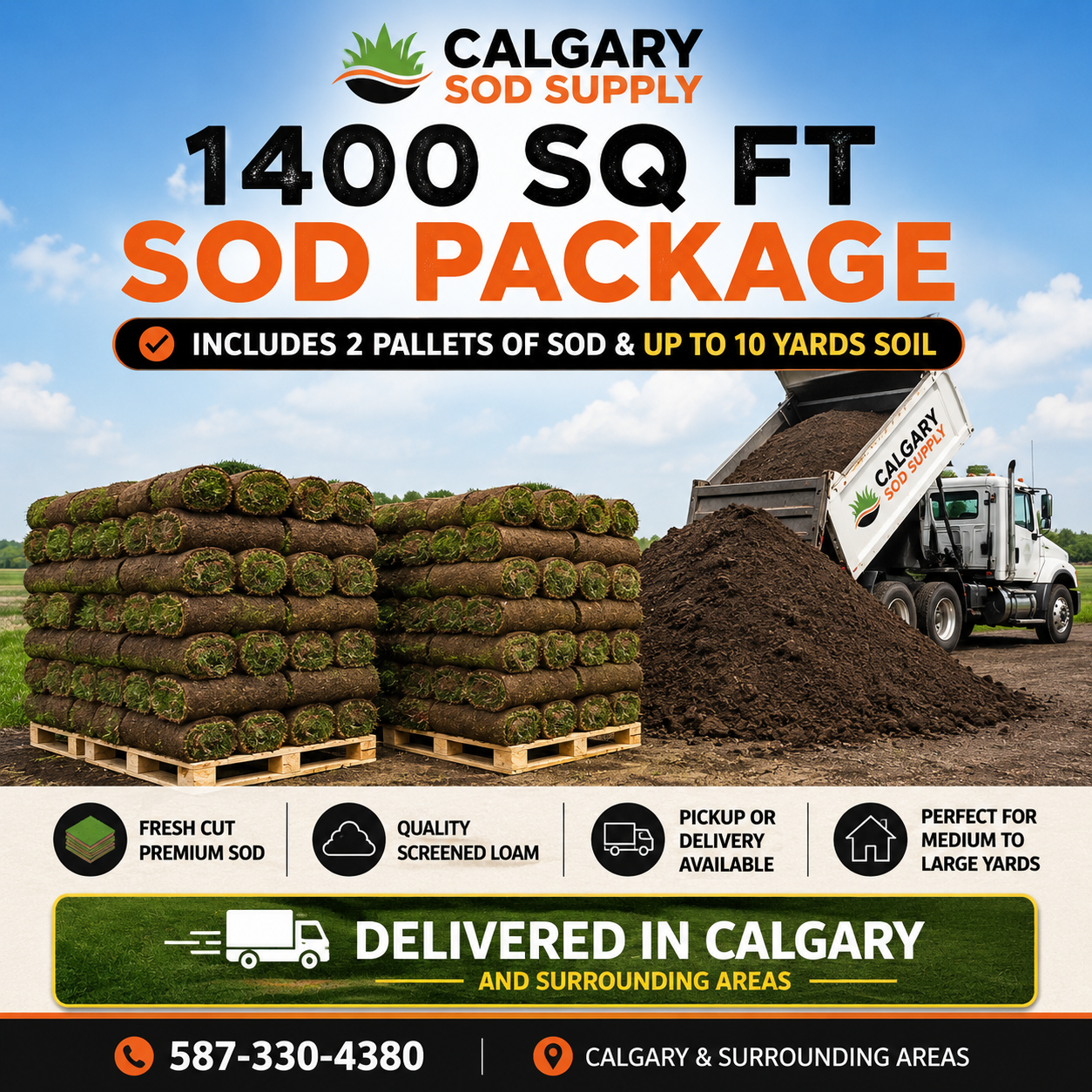 1400 Sqft Sod & Soil Package